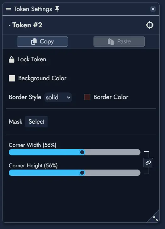 Screenshot of Map Token customization options