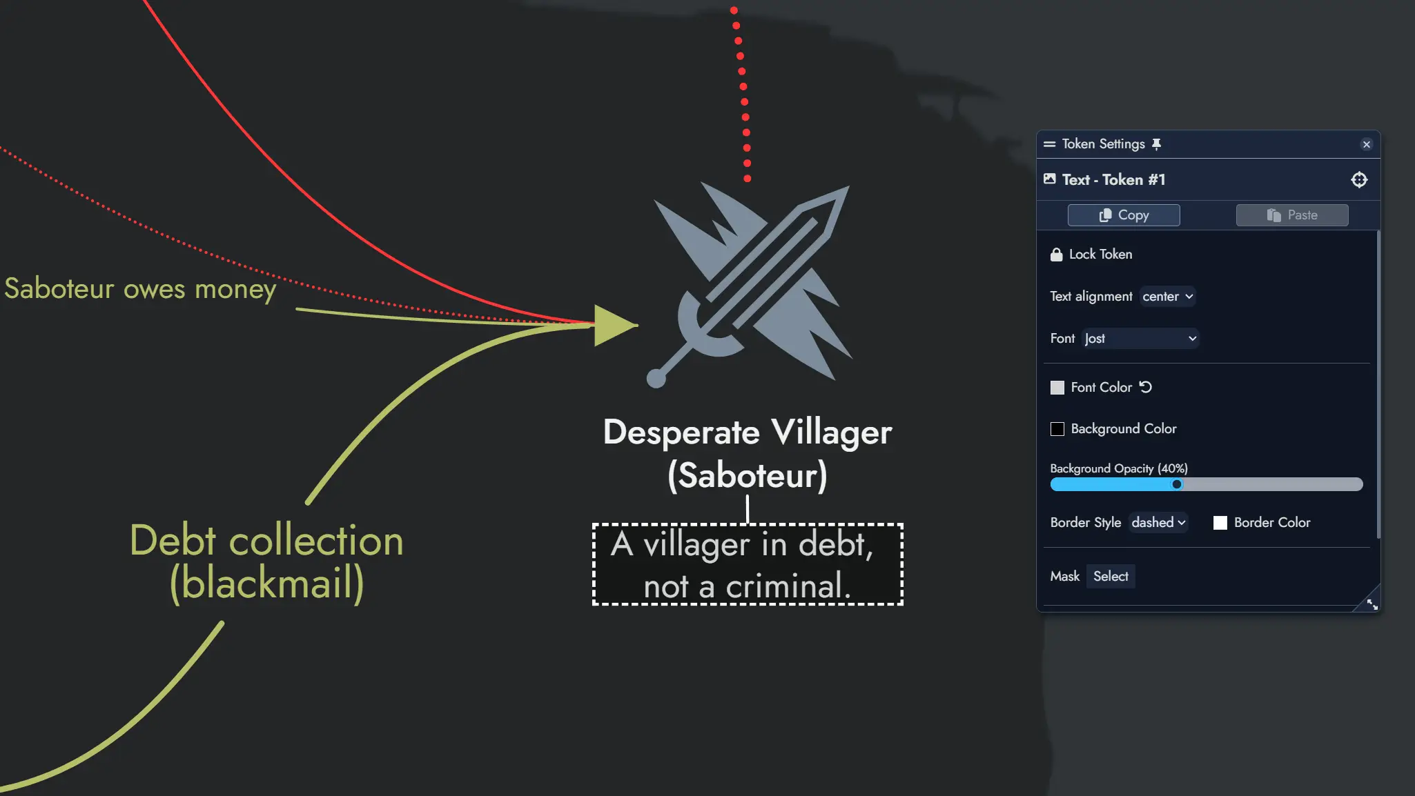 Screenshot of a Text Widget with settings window